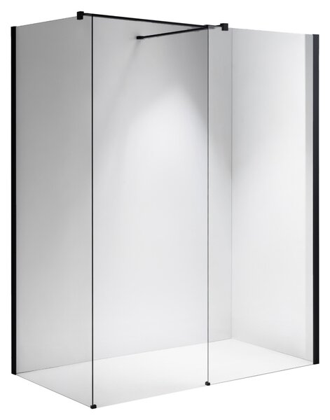 BPS-koupelny 2-dílná sprchová zástěna Walk-in HYD-SH07-D-BL 80x70, černá mat/transparent - bez vaničky