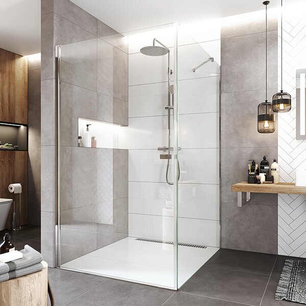 Mereo Mereo, Pivotový sprchový kout, Novea, čtverec, chrom ALU, sklo Čiré, dveře L/P a pevný díl, CK11913Z