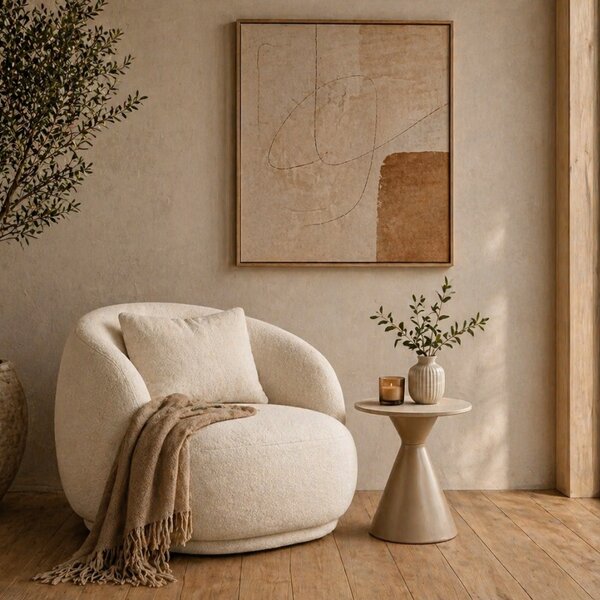Nordic Living Béžový keramický odkládací stolek Anne ø 50 cm