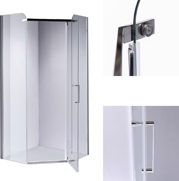 BPS-koupelny Pětiúhelníkový sprchový kout HYD-PK91B 90x90 chrom/transparent - bez vaničky