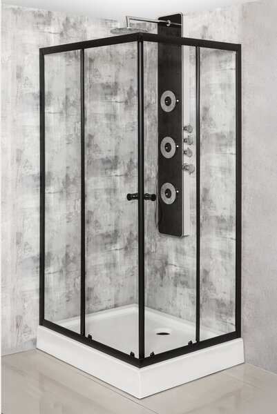 Novoterm Čtvercový sprchový kout NV-Olga SQ BL 70x70, černý/transparent - bez vaničky