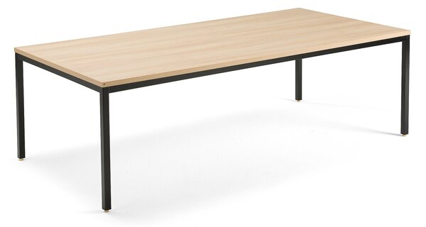 AJ Produkty Jednací stůl QBUS, 2400x1200 mm, 4 nohy, černý rám, dub