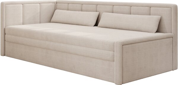 Rozkládací válenda s úložným prostorem 75x200 SLORA - světle béžová, levé provedení