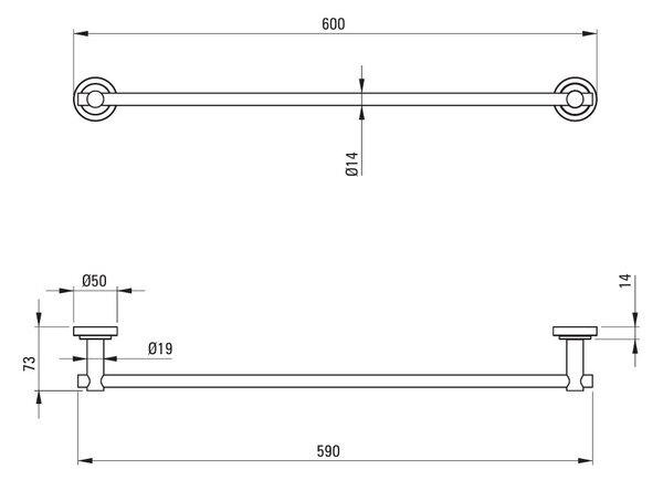 Deante Temisto, 1-řadý věšák na ručník 60cm, chromová, DEA-ADT_0621
