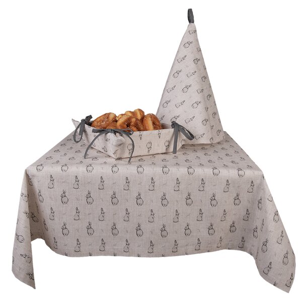 Bavlněná kulatá kuchyňská utěrka s králíčky Bunny Buddies – 80 cm