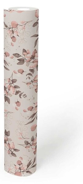 A.S. Création | Vliesová tapeta na zeď Pure Elegance | 0,53 x 10,05 m | růžová, zlatá, hnědá