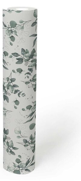 A.S. Création | Vliesová tapeta na zeď Pure Elegance | 0,53 x 10,05 m | bílá, zelená, metalická