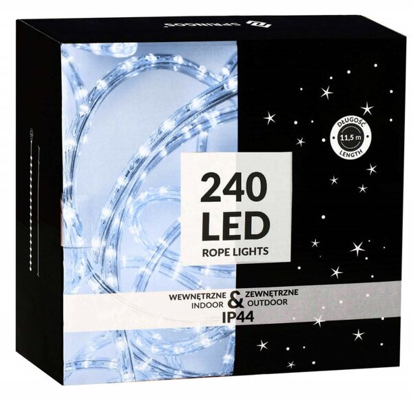 LED světelná hadice - 10m, 240LED, 8 funkcí, paměť, IP44, studená bílá