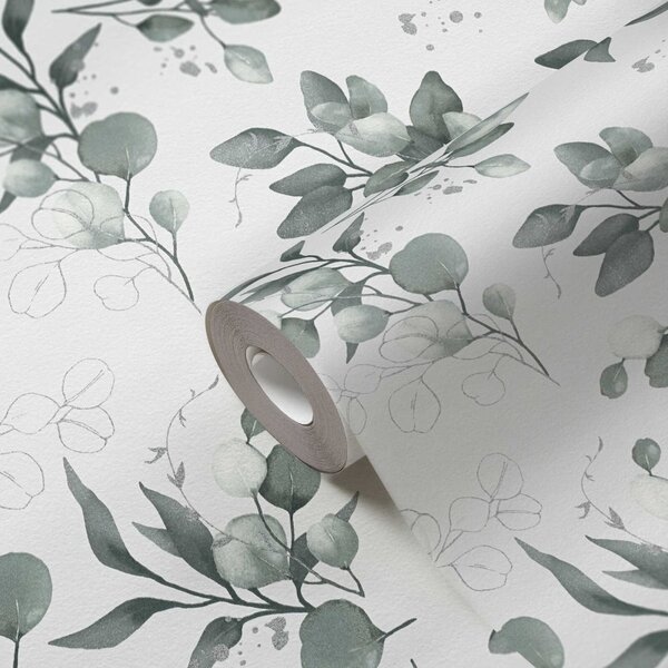 A.S. Création | Vliesová tapeta na zeď Pure Elegance | 0,53 x 10,05 m | bílá, zelená, metalická