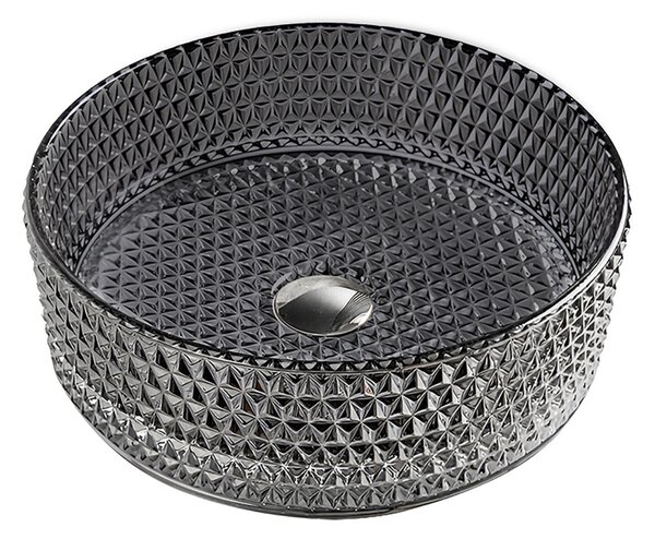 BPS-koupelny Skleněné umyvadlo na desku HYD-BRT1-BL-PL-360 36x12 cm, platina lesk