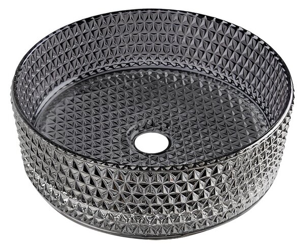 BPS-koupelny Skleněné umyvadlo na desku HYD-BRT1-BL-PL-360 36x12 cm, platina lesk