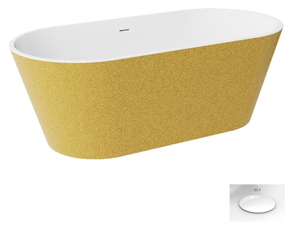 Besco Akrylátová volně stojící vana Deeva Glam Z 150x75 (160x75, 170x80, 180x80) Rozměry (cm): 160x75, Typ a barva výpustě: Click-Clack se šterbinovým přepadem, grafit