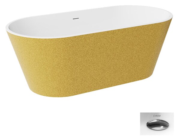 Besco Akrylátová volně stojící vana Deeva Glam Z 150x75 (160x75, 170x80, 180x80) Rozměry (cm): 160x75, Typ a barva výpustě: Click-Clack se šterbinovým přepadem, grafit