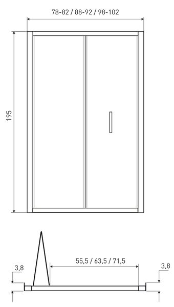 Novoterm Zalamovací sprchové dveře NV-Solid DH CHR 80, chrom/transparent - bez vaničky
