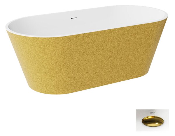 Besco Akrylátová volně stojící vana Deeva Glam Z 150x75 (160x75, 170x80, 180x80) Rozměry (cm): 160x75, Typ a barva výpustě: Click-Clack se šterbinovým přepadem, grafit