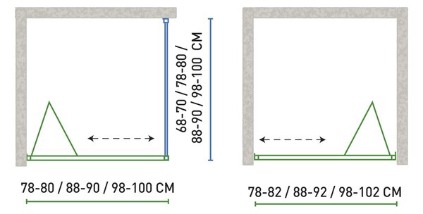 Novoterm Zalamovací sprchové dveře NV-Solid DH CHR 80, chrom/transparent - bez vaničky