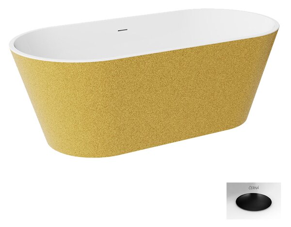 Besco Akrylátová volně stojící vana Deeva Glam Z 150x75 (160x75, 170x80, 180x80) Rozměry (cm): 160x75, Typ a barva výpustě: Click-Clack se šterbinovým přepadem, grafit