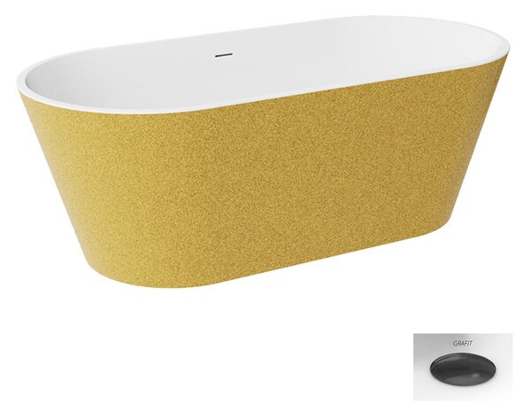 Besco Akrylátová volně stojící vana Deeva Glam Z 150x75 (160x75, 170x80, 180x80) Rozměry (cm): 160x75, Typ a barva výpustě: Click-Clack se šterbinovým přepadem, grafit