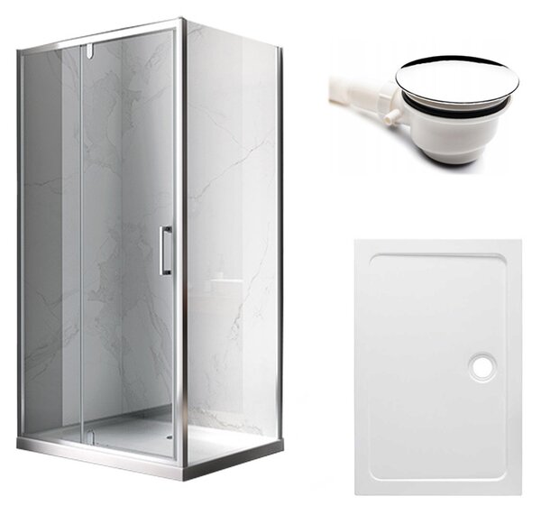 BPS-koupelny Obdélníkový sprchový kout HYD-OK06C 110x80 chrom/transparent + vanička HYD-OSV-ST03B bílá