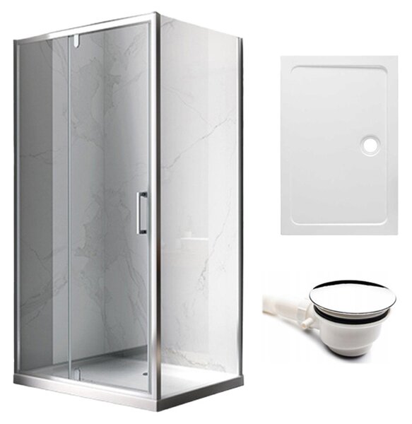 BPS-koupelny Obdélníkový sprchový kout HYD-OK06C 110x80 chrom/transparent + vanička HYD-OSV-ST03B bílá