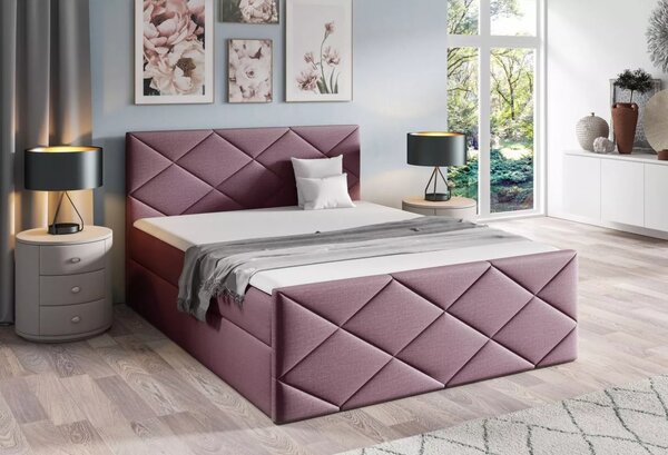 Postel s matrací a roštem HALKA - 120x220, fialová 1 + topper ZDARMA
