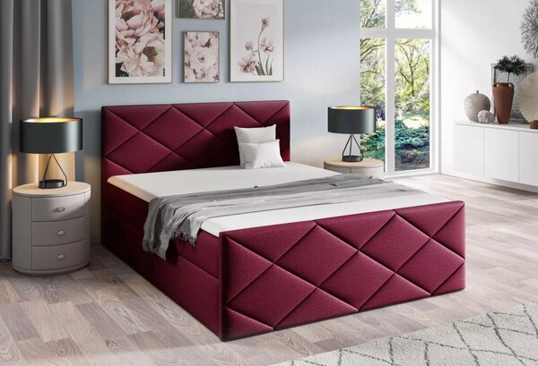 Postel s matrací a roštem HALKA - 120x220, červená 1 + topper ZDARMA