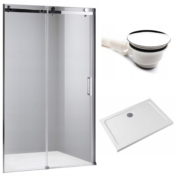 BPS-koupelny Posuvné sprchové dveře HYD-PD03C 110 chrom/transparent pro instalaci do niky + vanička HYD-OSV-ST05D 110x70 bílá
