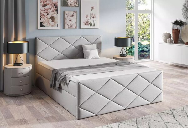 Postel s matrací a roštem HALKA - 120x220, světle šedá 1 + topper ZDARMA
