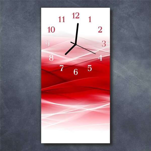 Nástěnné hodiny obrazové na skle - Abstrakt červený I