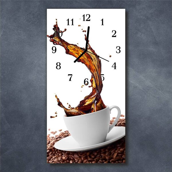 Nástěnné hodiny obrazové na skle - Šálek kávy