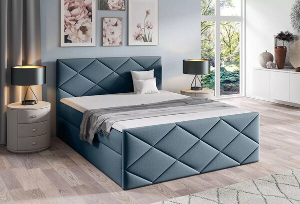 Postel s matrací a roštem HALKA - 120x220, modrá 2 + topper ZDARMA