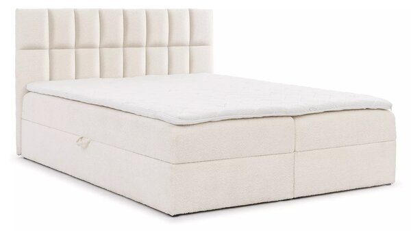 Jednolůžková čalouněná postel 120x220 ALIBINA - smetanová + topper