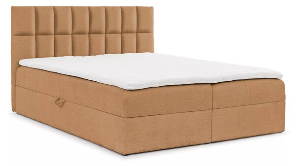 Jednolůžková čalouněná postel 120x220 ALIBINA - světle hnědá + topper