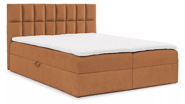 Jednolůžková čalouněná postel 120x220 ALIBINA - hnědá + topper