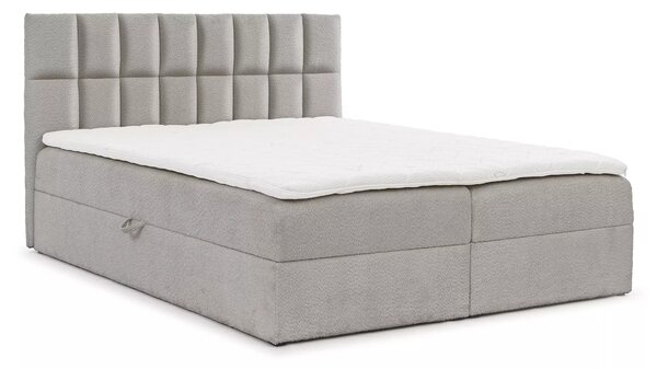 Jednolůžková čalouněná postel 120x220 ALIBINA - světle šedá + topper
