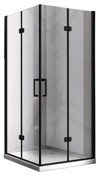 BPS-koupelny Obdélníkový sprchový kout HYD-OK12A 90x80 chrom/transparent + vanička HYD-OSV-ST03E černá