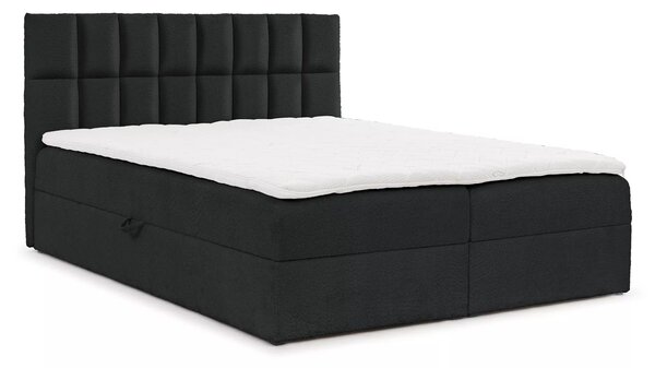 Jednolůžková čalouněná postel 120x220 ALIBINA - černá + topper