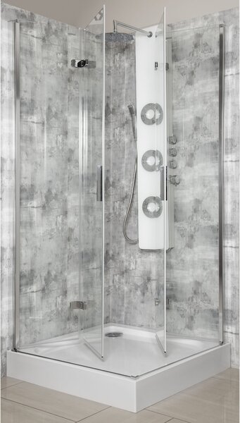 Novoterm Zalamovací otočné sprchové dveře NV-Style DR CHR 80, chrom/transparent - bez vaničky