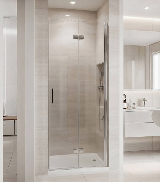 Novoterm Zalamovací otočné sprchové dveře NV-Style DR CHR 80, chrom/transparent - bez vaničky
