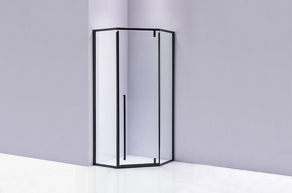 BPS-koupelny Pětiúhelníkový sprchový kout HYD-PK07C 100x100 černá/transparent - bez vaničky