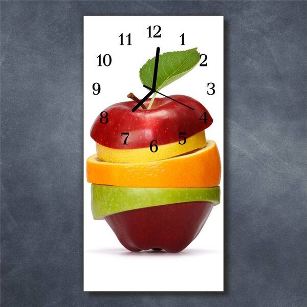 Nástěnné hodiny obrazové na skle - Jablko plněné ovocem