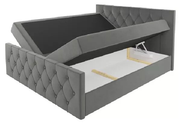 Čalouněná postel TIBOR LUX - 120x220, modrá + topper ZDARMA
