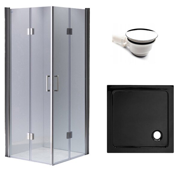 BPS-koupelny Čtvercový sprchový kout HYD-SK1290B 90x90 chrom/transparent + vanička HYD-SSV-ST02B černá
