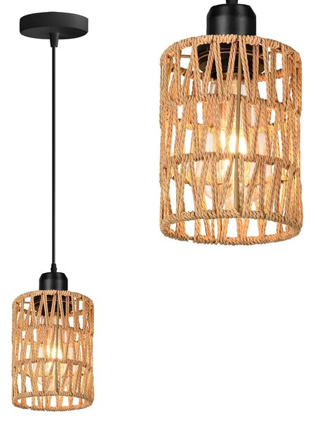 Toolight Boho, závěsné stropní svítidlo 1xE27 APP1622-1CP, hnědá-černá, OSW-05681