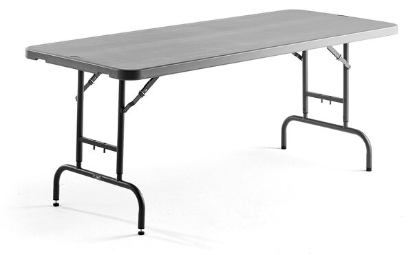 AJ Produkty Skládací stůl ROSIE, nastavitelná výška, 1830x760 mm, tmavě šedý