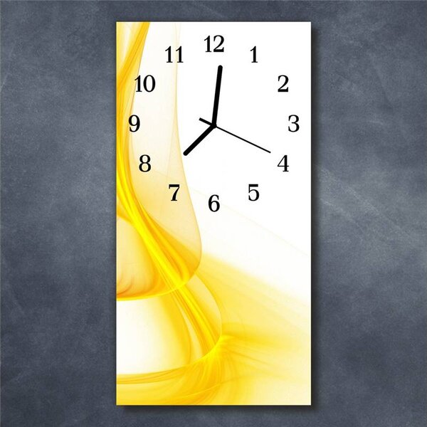 Nástěnné hodiny obrazové na skle - Abstrakt žlutý II