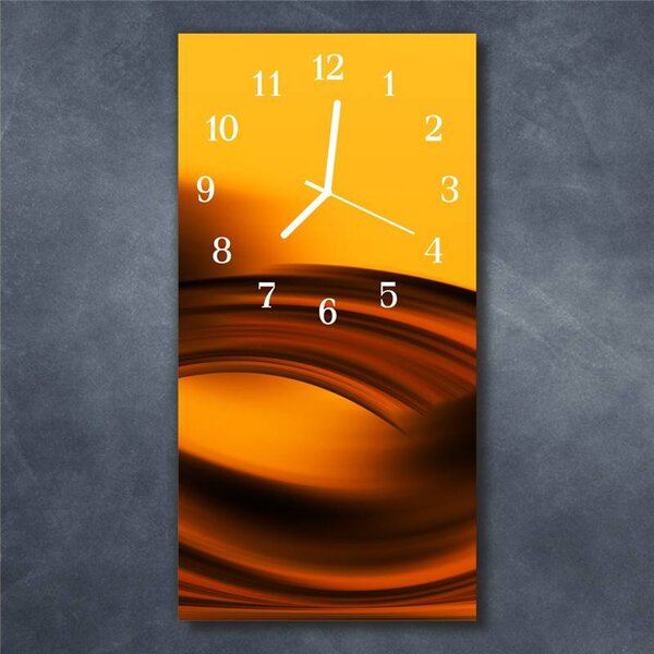 Nástěnné hodiny obrazové na skle - Abstrakt žlutohnědý
