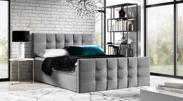 Čalouněná boxspringová postel IVANA 1 LUX - 120x220, šedá + topper ZDARMA