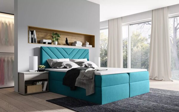 Kontinentální postel IVANA 6 - 120x220, modrá + topper ZDARMA