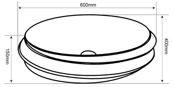 BPS-koupelny Keramické umyvadlo na desku HYD-SR-BL-GL-600 60x40 cm, černo / zlaté